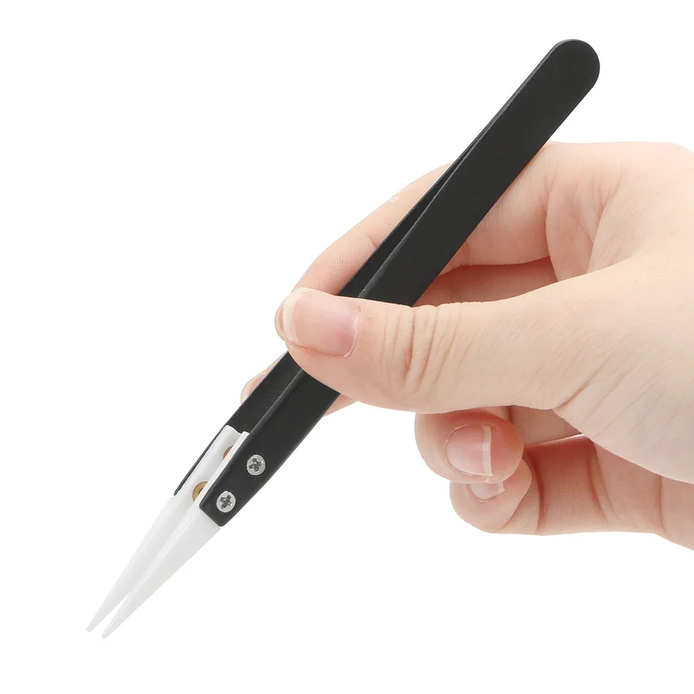 Isolation Tweezer Curved - Antistatische Keramikpinzette, industrielle Edelstahl-Keramikpinzette, gerade/isolierte gebogene