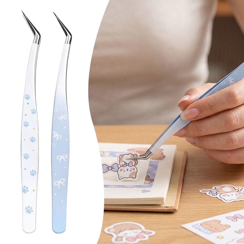 Lash Mapping Sticker - Edelstahl Gebogene Pinzette Hochpräzise Antistatische Pinzette
