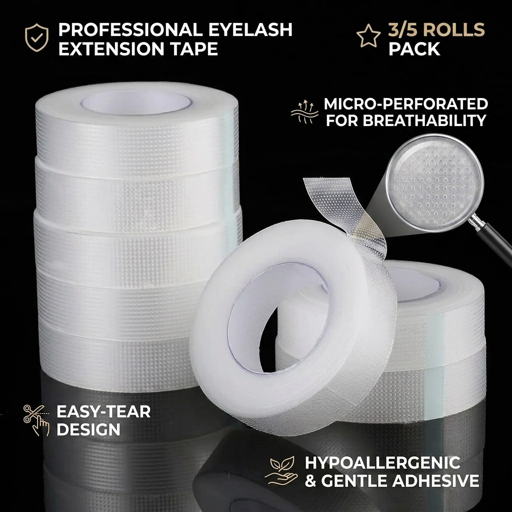 Eyelash Extension Eye Mask - 3/5 Rollen PE Wimpernband Atmungsaktives Wimpernverlängerungs-Klebeband