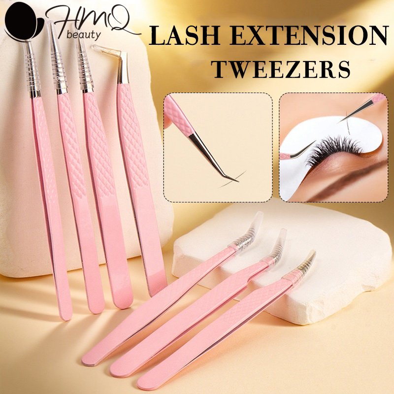 Isolation Tweezer Curved - Hochpräzise Wimpernverlängerungs-Pinzette mit Faserspitze Professionelle Volumen-Isolations-Pinzette