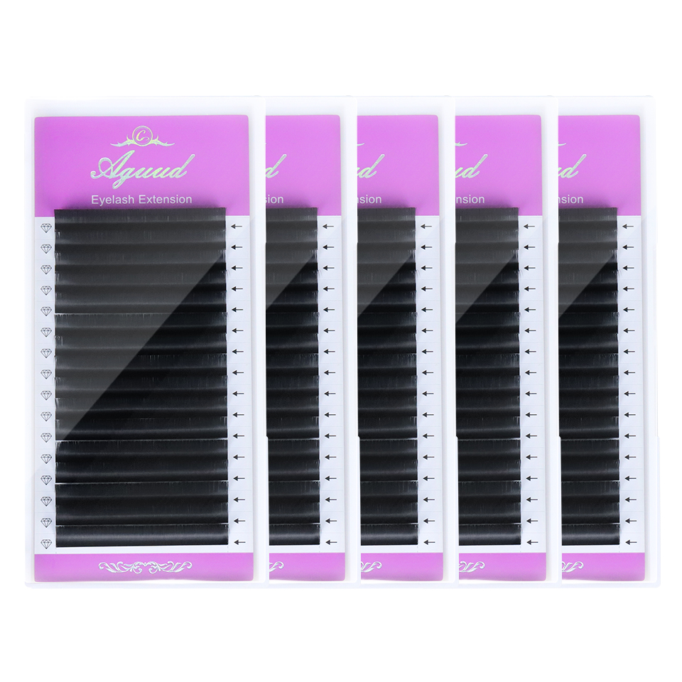 Eyelash Extension Natural Classic - AGUUD 5 Trays/Lot NEU Super Mattschwarze