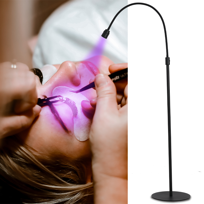 Eyelash Extension Led - 12W UV-Wimpern-Stehlampe mit Fußpedal, verstellbarem Schwanenhals,